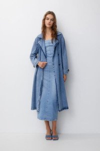 LONG DENIM TRENCH COAT